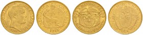 KOLUMBIEN
Republik, 1886-. 2 ½ Pesos 1913, 1919, Bogota. KM 194, 200. Fr. 111, 114. Fast vorzüglich / About extremely fine. (2)