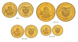 KOLUMBIEN
Republik, 1886-. 500 Pesos 1968, Bogota. 300, 200 und 100 Pesos 1968, Bogota. 39. Internationaler Eucharistischer Weltkongress. KM 234, 233...