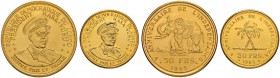 KONGO
Republik. 50 Francs 1965. 25 Francs 1965. 5 Jahre Unabhängigkeit. Fr. 2, 4. Von polierten Stempeln. FDC. / Some Hairlines. Proof. (2)