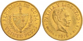 KUBA
Republik
20 Pesos 1915. 33.40 g. Fb. 1. Sehr schön-vorzüglich / Very fine-extremely fine.