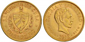 KUBA
Republik
10 Pesos 1916. 16.72 g. Fb. 2. Vorzüglich / Extremely fine.