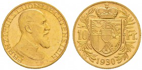 LIECHTENSTEIN
Franz I. 1929-1938. 10 Franken 1930. 3.23 g. Divo 125. HMZ 2-1384a. Fr. 16. FDC / Uncirculated.