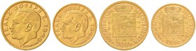 LIECHTENSTEIN
Franz Josef II. 1938-1989. Serie 20 & 10 Franken 1946, Bern. Divo 129, 130. Schl. 7, 8. Fr. 17, 18. FDC / Uncirculated. (2)