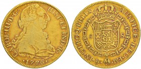 MEXIKO
Carlos III. 1759-1788. 8 Escudos 1776, FM-Mexico City. 26.93 g. Cayon 12876. Fr. 33. Sehr schön / Very fine.