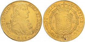MEXIKO
Fernando VII. 1808-1821. 8 Escudos 1811, JJ-Mexico City. 27.02 g. Cayon 16392. Fr. 47. Sehr schön / Very fine.