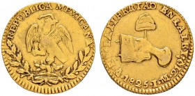 MEXIKO
Republik, 1823-1864. 1 Escudo 1825, JM-Mexico City. 3.37 g. KM 379.5. Fr. 97. Sehr schön / Very fine.