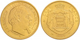 MONACO
Charles III. 1856-1889. 100 Francs 1884 A, Paris. 32.23 g. Gadoury 106. Schl. 4. Fr. 11. Vorzüglich / Extremely fine.