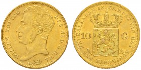 NIEDERLANDE
Königreich der Niederlande
Wilhelm I. 1815-1840. 10 Gulden 1825 B, Brüssel. 6.72 g. Schulman 191. Schl. 83. Fr. 329. Kleiner Randfehler ...