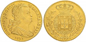 PORTUGAL
João VI. 1799-1826. Peca 1823, Lissabon. 14.30 g. Gomes J6 18.11. Fr. 128. Fast vorzüglich / About extremely fine.