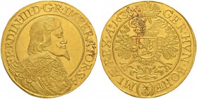 RDR / ÖSTERREICH
Ferdinand III. 1637-1657. 10 Dukaten 1638, Prag. Münzmeister Jakob Wernhard Wolker. 34.54 g. Dietiker 835. Fr. 213. Von grösster Sel...