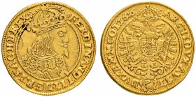 RDR / ÖSTERREICH
Ferdinand III. 1637-1657. Dukat 1646, Breslau. 3.43 g. F.u.S. 320. Fr. 225. Selten / Rare. Kleiner Schrötlingsfehler / Minor planche...