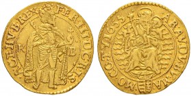 RDR / ÖSTERREICH
Ferdinand III. 1637-1657. Dukat 1655, KB-Kremnitz. 3.40 g. Huszar 1216. Fr. 109. Sehr schön / Very fine.