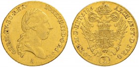 RDR / ÖSTERREICH
Joseph II. 1765-1790. Doppeldukat 1786 A, Wien. 6.97 g. Herinek 5. Fr. 437. Gutes sehr schön / Good very fine.