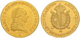 RDR / ÖSTERREICH
Franz II. (I.), 1792-1835. 1/2 Souverain d'or 1793, Wien. 5.56 g. Herinek 210. Fr. 473. Leicht justiert / Minor adjustment marks. Vo...