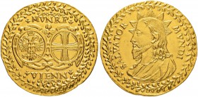 RDR / ÖSTERREICH
Medaillen
Wien. Goldmedaille zu 10 Dukaten o. J. (um 1648). Salvator-Medaille, Verdienstmedaille der Stadt Wien. Stempel von Mathia...