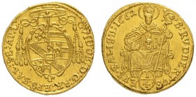 RDR / ÖSTERREICH
Salzburg, Erzbistum
Guidobald von Thun und Hohenstein, 1654-1668. Vierteldukat 1662. 0.84 g. Zöttl 1785. Fr. 777. Vorzüglich / Extr...