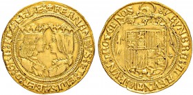 SPANIEN
Königreich
Fernando V. und Isabel I. 1476-1516. 2 Excellentes o. J., Toledo. 7.02 g. Cayon 2946. Fr. 130. Sehr selten in dieser Erhaltung / ...