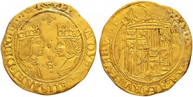 SPANIEN
Königreich
Fernando V. und Isabel I. 1476-1516. 2 Excellentes o. J. (nach 1497), Sevilla. 6.89 g. Cayon 2937var. Fr. 129. Henkelspur / Mount...