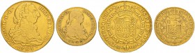 SPANIEN
Königreich
Carlos III. 1759-1788. 4 Escudos 1781, PJ-Madrid. Carlos IV., 1788-1808. 2 Escudos 1800, MF-Madrid. Cayon 12674, 14238. Fr. 284, ...