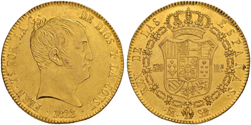 SPANIEN
Königreich
Fernando VII. 1808-1833. 320 Reales 1822, SR-Madrid. 26.98 ...
