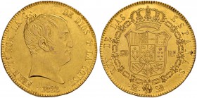SPANIEN
Königreich
Fernando VII. 1808-1833. 320 Reales 1822, SR-Madrid. 26.98 g. Cayon 16508. Fr. 319. Sehr selten in dieser Erhaltung / Very rare i...