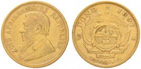 SÜDAFRIKA
Zuid Afrikaansche Republiek, 1852-1902. 1/2 Pound 1897, Pretoria. 3.91 g. KM 9.2 Fr. 3. Kleine Kratzer / Minor scratches. Sehr schön / Very...