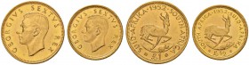 SÜDAFRIKA
George VI., 1936-1952. 1 Pound 1952, Pretoria. 1/2 Pound 1952, Pretoria. Schl. 1000, 1002. Fr. 7, 8. FDC / Uncirculated. (2)