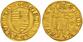 UNGARN
Sigismund, 1387-1437. Goldgulden o. J. (1387-1401), Kaschau. Münzzeichen: Lilie. 3.51 g. Pohl D1-7. Huszar 572. Fr. 9. Sehr selten / Very rare...