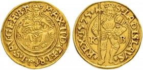 UNGARN
Maximilian II. 1564-1576. Goldgulden 1575, Kremnitz. 3.50 g. Huszar 973. Fr. 57. Gutes sehr schön / Good very fine.