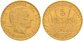 URUGUAY
Republik
5 Pesos 1930. 100-Jahrfeier der Republik. 8.47 g. KM 27. Fr. 6. Vorzüglich / Extremely fine.