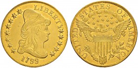 USA
10 Dollars 1799. 17.44 g. Fr. 153. Sehr selten / Very rare. Av. geglättet / Obv. tooled. Sehr schön-vorzüglich / Very fine-extremely fine.