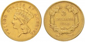 USA
3 Dollars 1855, Philadelphia. 4.98 g. Fr. 124. Sehr schön / Very fine.