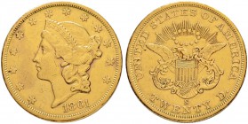 USA
20 Dollars 1861, S-San Francisco. Liberty head. 33.34 g. Fr. 172. Sehr schön / Very fine.