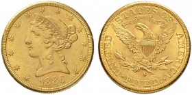 USA
5 Dollars 1886, San Francisco. Liberty head. 8.35 g. Fr. 145. Vorzüglich / Extremely fine.