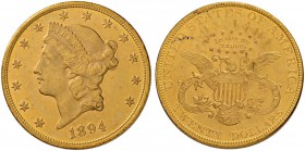 USA
20 Dollars 1894, Philadelphia. Liberty head. 33.41 g. Fr. 177. Gutes vorzüglich / Good extremely fine.