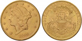 USA
20 Dollars 1900, Philadelphia. Liberty head. 33.41 g. Fr. 177. Gutes vorzüglich / Good extremely fine.