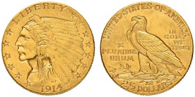 USA
2 1/2 Dollars 1914, Philadelphia. Indian head. 4.19 g. Fr. 120. Vorzüglich / Extremely fine.