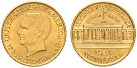 USA
1 Dollar 1916. William McKinley Memorial in Ohio. 1.67 g. Fr. 102. Vorzüglich-FDC / Extremely fine-uncirculated.