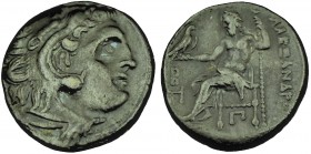 Kingdom of Macedon, Alexander III 'the Great' AR Drachm. Kolophon, circa 310-301 BC. Head of Herakles right, wearing lion's skin / AΛΕΞΑΝΔΡΟΥ, Zeus Aë...