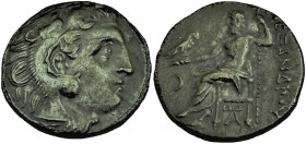 KINGS OF MACEDON. Alexander III 'the Great' (336-323 BC). Drachm. Kolophon. Obv: Head of Herakles right, wearing lion skin. Rev: AΛΕΞΑΝΔΡΟΥ. Zeus seat...