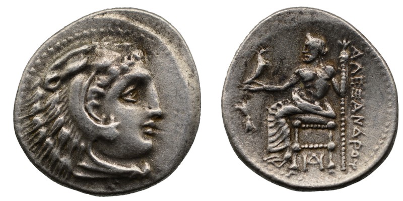 Kingdom of Macedon. Alexander III AR Drachm. Miletos c. 325-323. Head of Herakle...