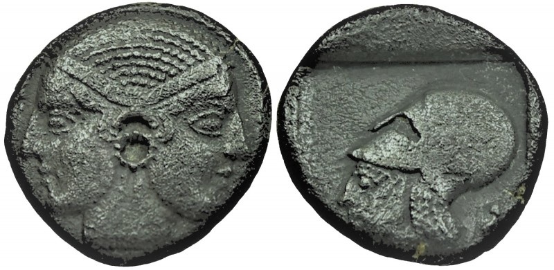 Mysia Lampsakos. Circa 500-450 BC. Drachm Silver, 
Janiform female head, with ci...