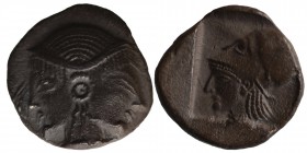 MYSIA, Lampsakos. Circa 500-450 BC. 
AR Diobol Janiform female heads / Helmeted head of Athena left within incuse square. Baldwin, Lampsakos, Group A,...