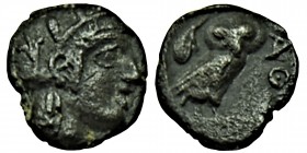 Attica. Athens after 454-404 BC. 
Obol Helmeted head of Athena right / ΑΘΕ, Owl standing right, head front, olive twig in upper left field, all within...
