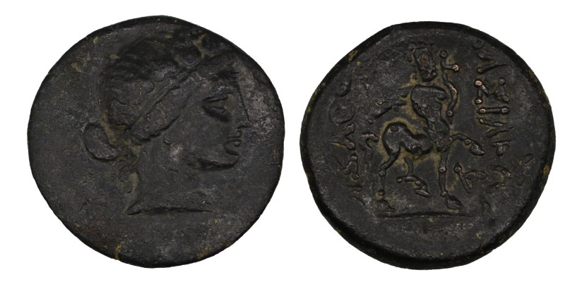 KINGS OF BITHYNIA. Prusias II Cynegos (182-149). Ae.
Obv: Draped bust of Dionyso...