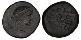 KINGS OF BITHYNIA. Prusias II Cynegos (182-149). Ae.
Obv: Draped bust of Dionysos right, wearing ivy wreath.
Rev: BAΣIΛEΩΣ ΠΡΟYΣIOY. The Centaur Chiro...