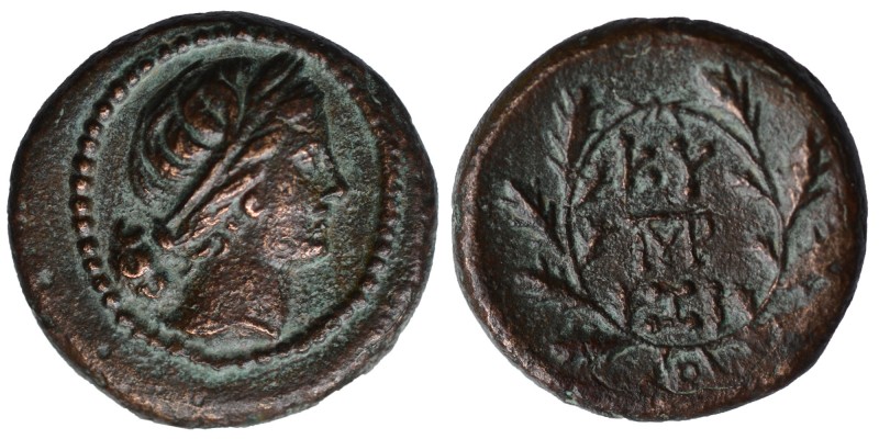 Mysia. Kyzikos circa 200-100 BC. Bronze Æ , Head of Kore right, wearing wreath o...