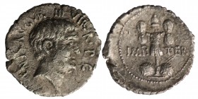 Marc Antony AR Denarius. Military mint moving with Antony in northern Syria, late summer-autumn 38 BC. Bare head right, ANT•AVGVR•III•VIR•R•P•C around...