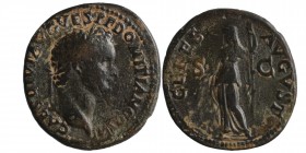 Domitianus, Caesar z.Z. Titus 79-81. 
AE-As (80/81) CAES DIVI VESPA F DOMITIAN COS VII / CERES - AVGVST - SC Ceres steht n.l. RIC 165a, neu 308, BMC 2...