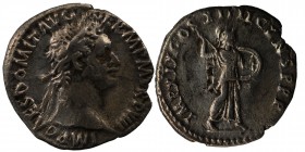 Domitian AD 81-96. Rome
Denarius AR, IMP CAES DOMIT AVG GERM P M TR P [?], laureate head of Domitian to right / IMP XXI COS XV CENS P P P, Minerva adv...